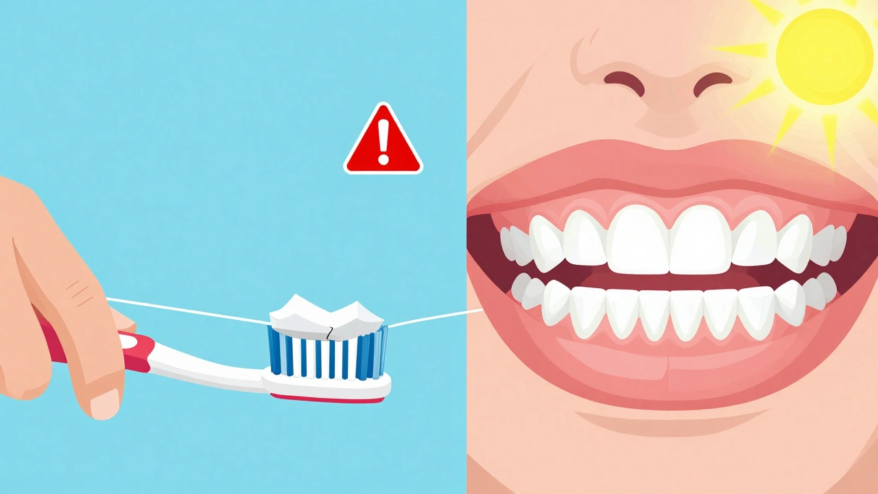 Dvě strany: nebezpečný pokus o odstranění kamene doma a zdravý úsměv po ošetření u zubaře.