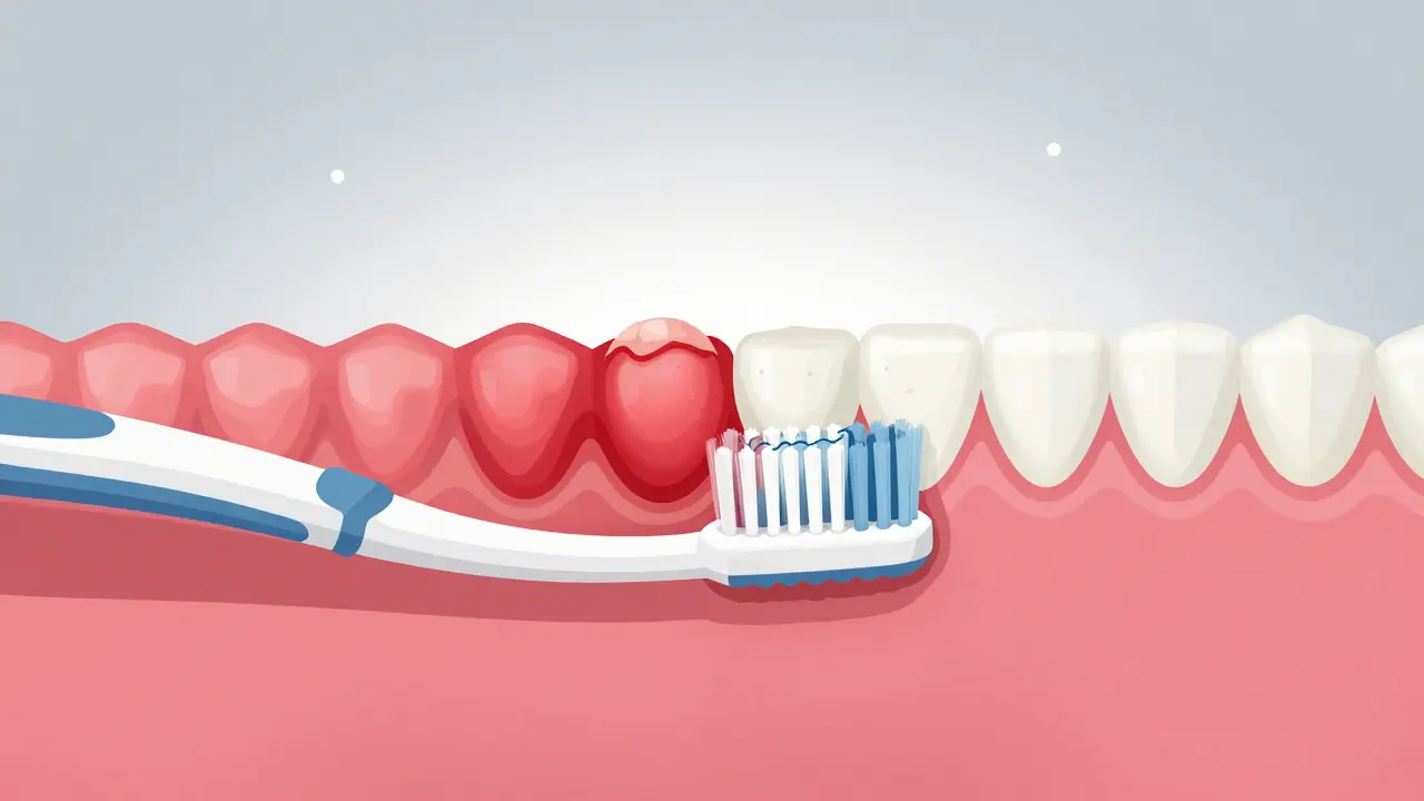 Porovnání zdravých a zánětlivých dásní při čištění různými kartáčky.