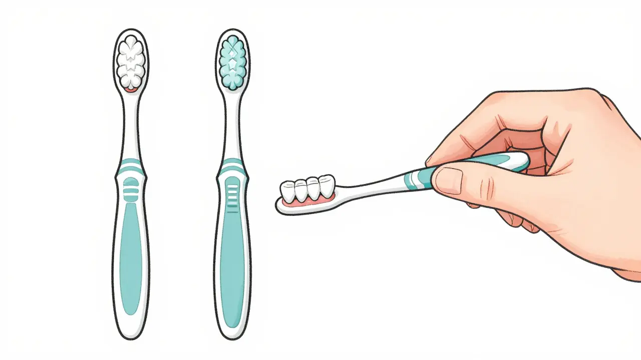 Dvě velikosti kartáčků XS a S u dětských zubů s mezerou.