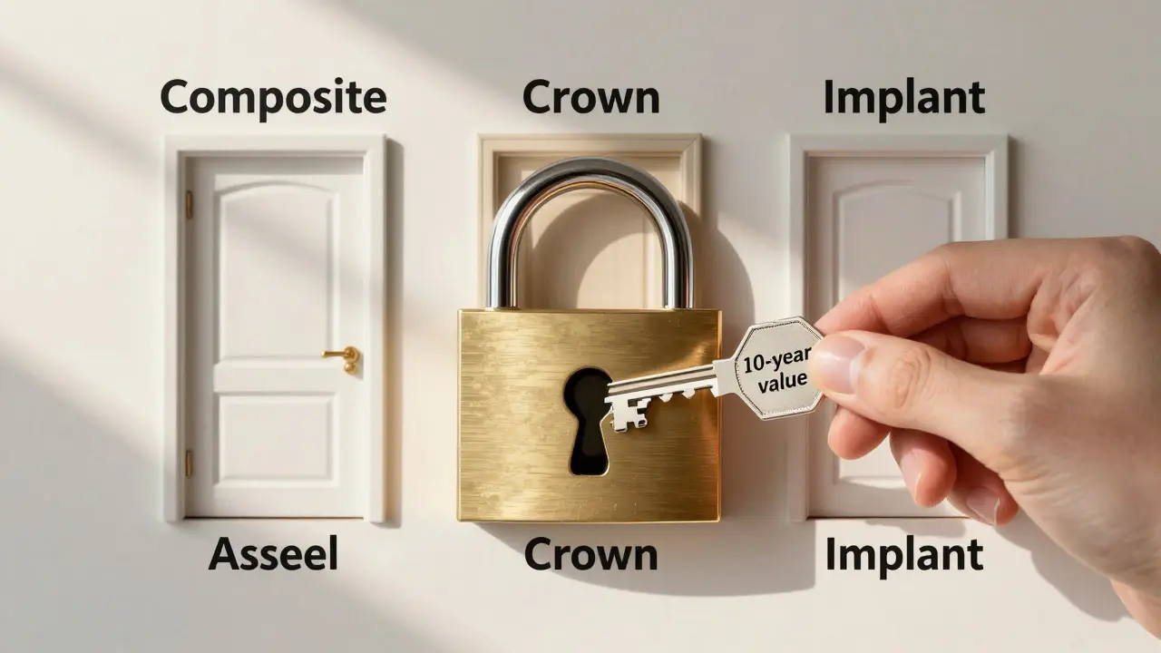 Klíč symbolizující dlouhodobou hodnotu zubních oprav