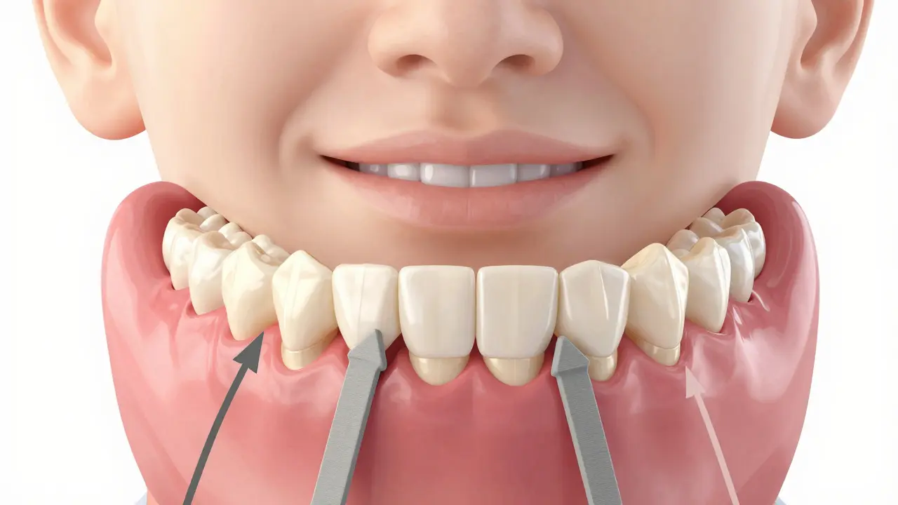 Křížový pohyb sil z kousíčků opravuje příkryv čelistí.