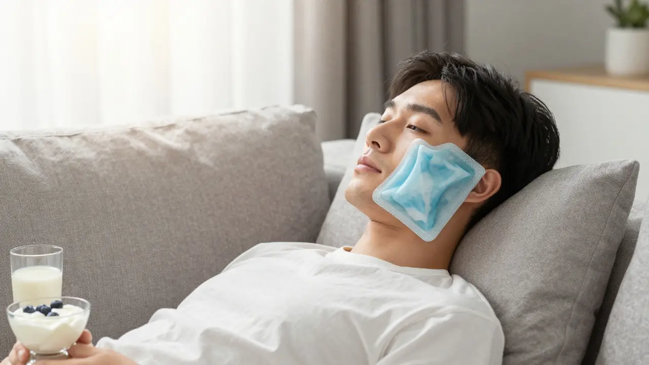 Odvaha po ústní operaci ledovou obkladem