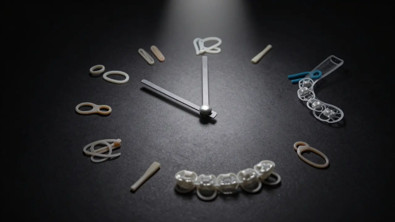 Roztržené kousíčky kolem hodin, nové kousíčky ve světle.