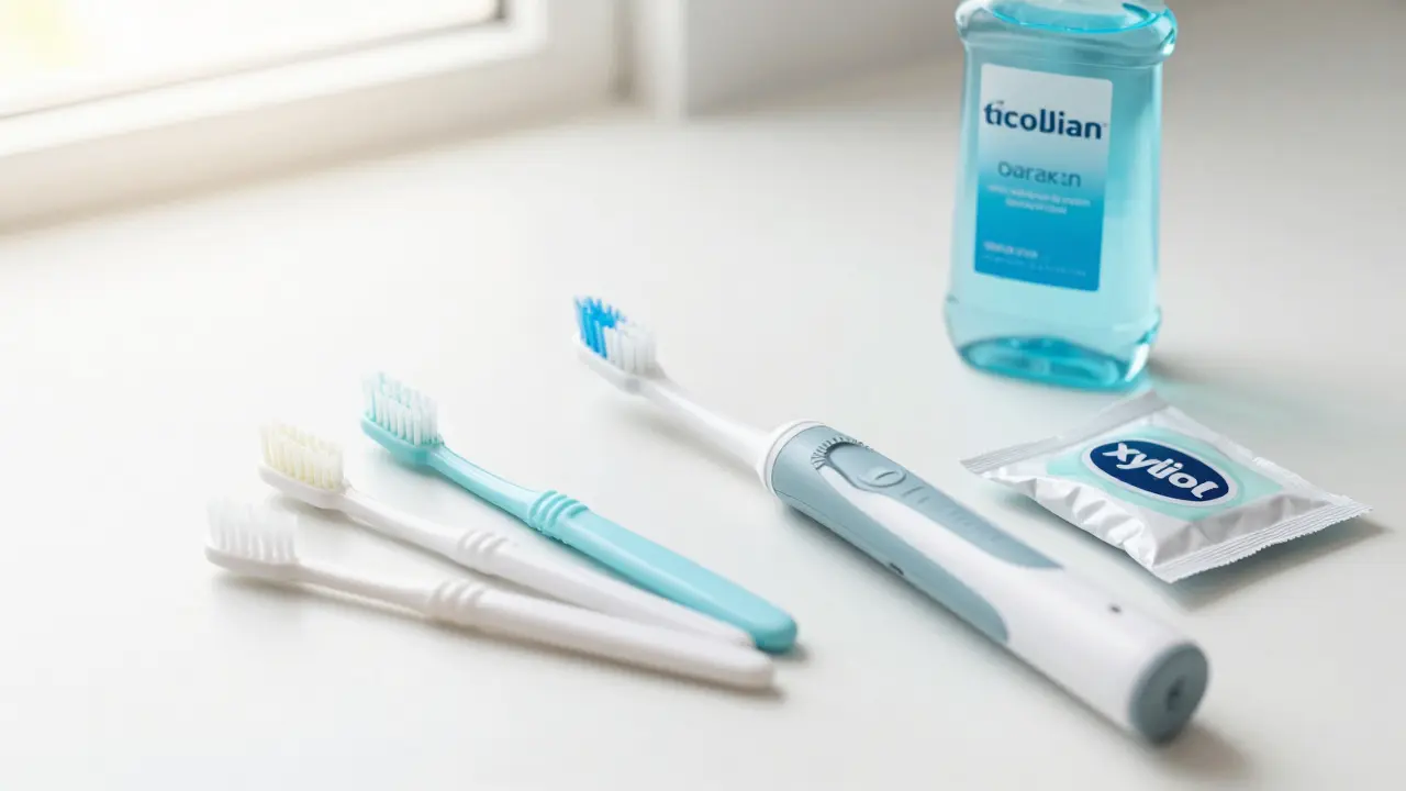 Set pro ústní hygienu včetně elektrického kartáčku a mezizubních kartáčků