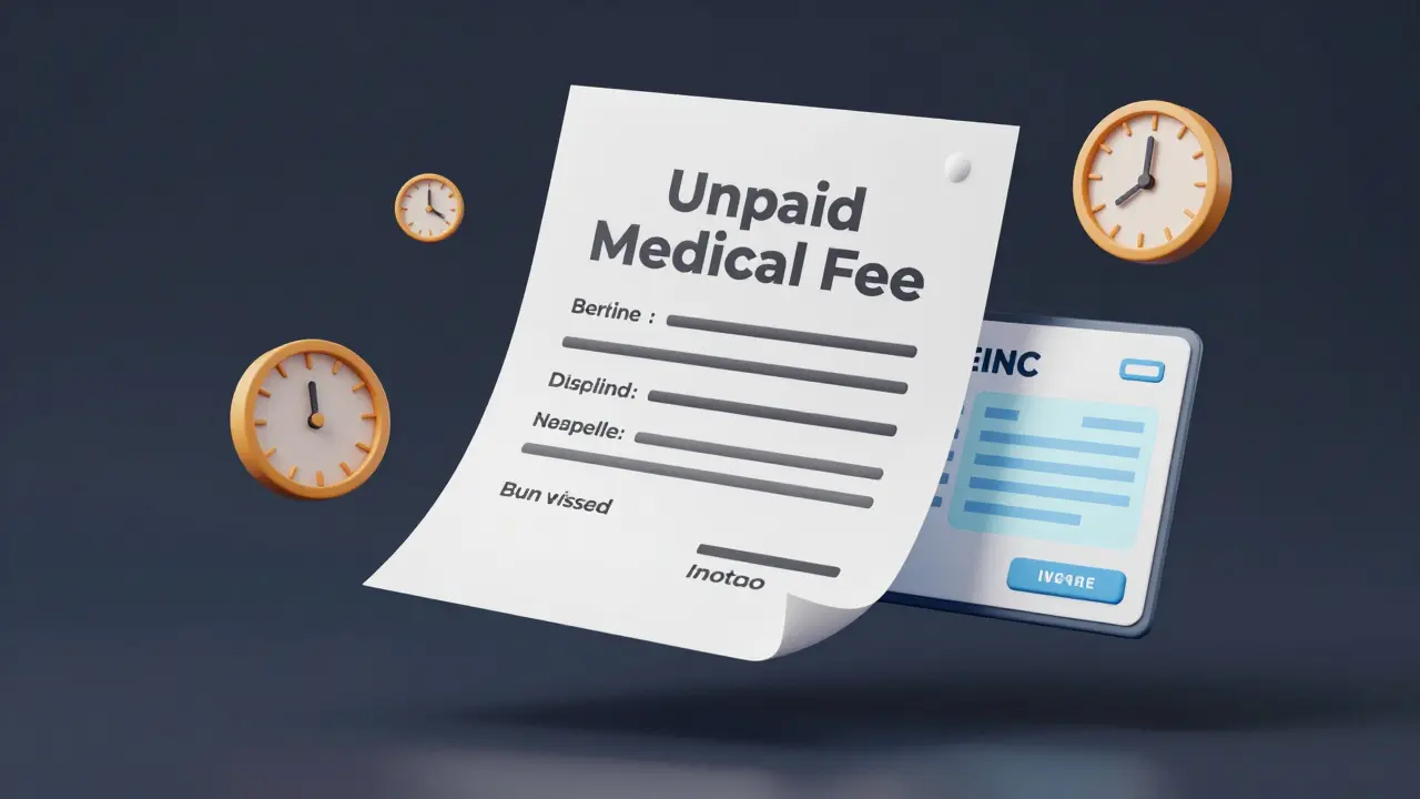 Konceptuální zobrazení faktury a dopisu s výzvou k zaplacení poplatku.