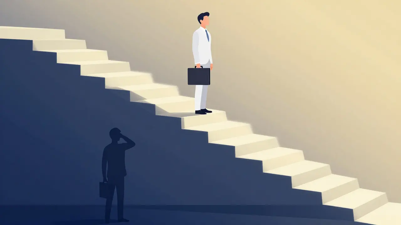 Konceptuální ilustrace kariérního růstu a sebevědomí