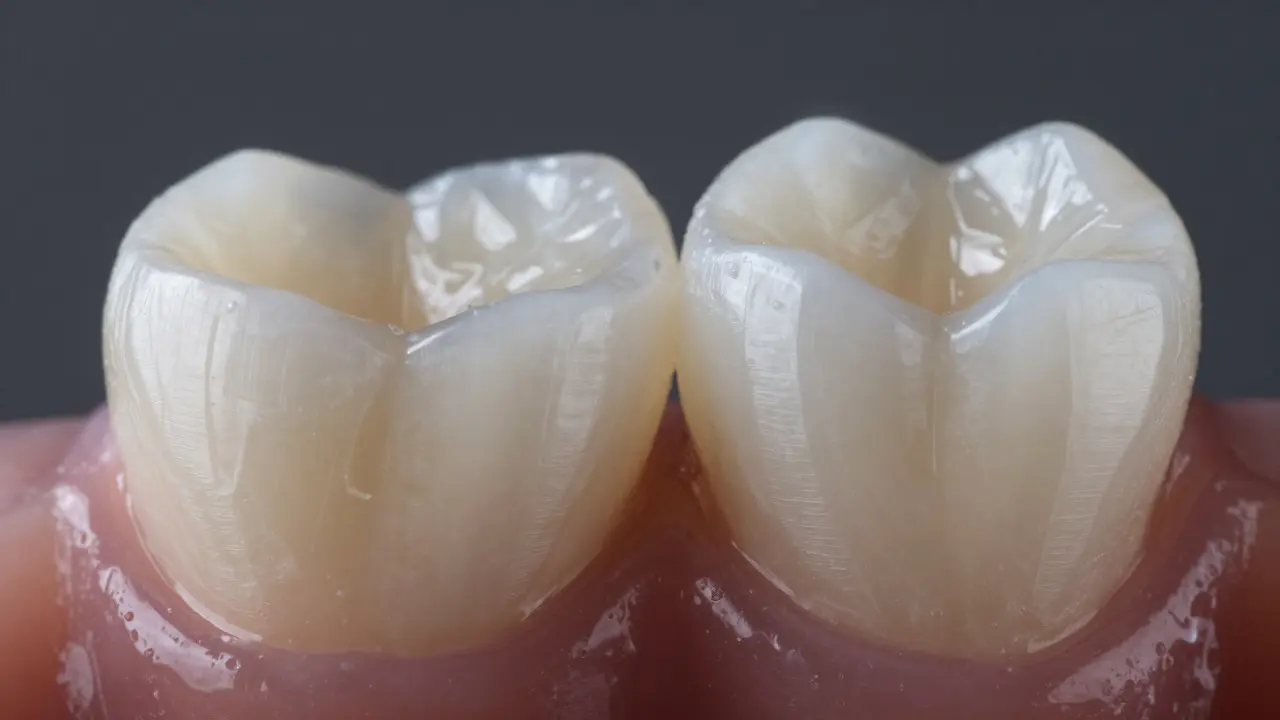 Detailní srovnání keramického a akrylátového zubního materiálu