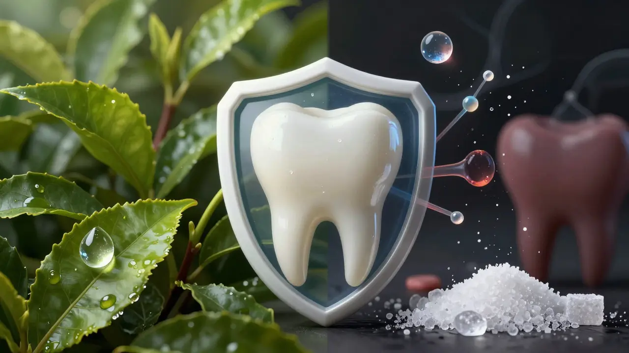 Koncept prevence zubního plaku pomocí stravy a fluoridu