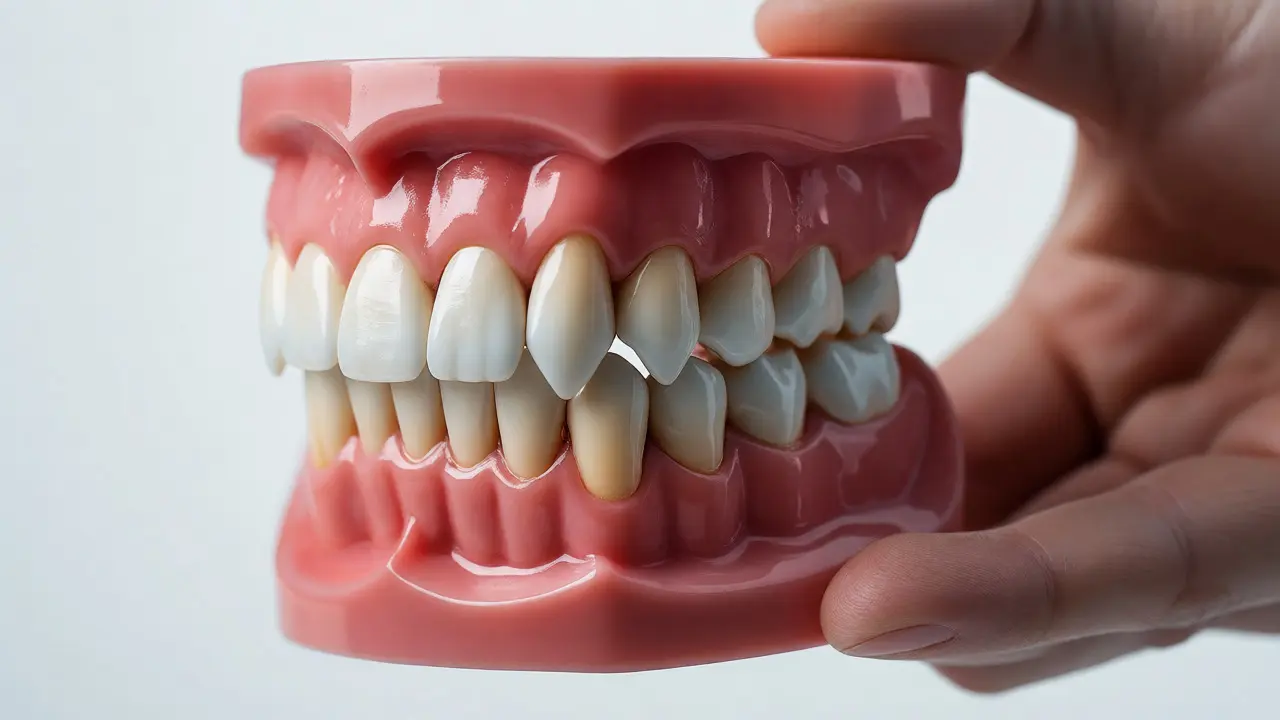 Detailní model chrupu s řezáky, špičáky a stoličkami